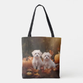 Maltese puppy herfst verrukking pompoen tote bag (Achterkant)
