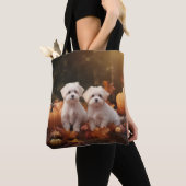 Maltese puppy herfst verrukking pompoen tote bag (Dichtbij)