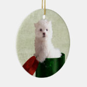 Maltese puppy Kerstmis Keramisch Ornament (Rechts)