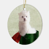 Maltese puppy Kerstmis Keramisch Ornament (Links)