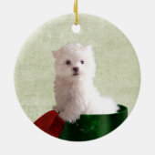 Maltese puppy Kerstmis Keramisch Ornament (Achterkant)