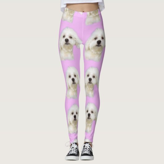 Maltese puppy leggings (Voorkant)