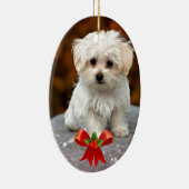 Maltese puppy met kerstmis keramisch ornament (Rechts)