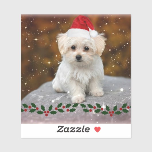 Maltese puppy met kerstmis sticker (Vel)