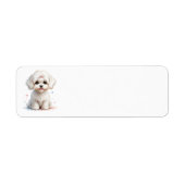 Maltese puppy met roze boog etiket (Voorkant)