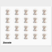 Maltese puppy met roze boog ronde sticker (Vel)