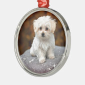 Maltese puppy metalen ornament (Links)