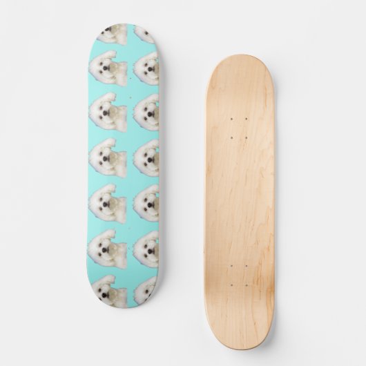 Maltese puppy persoonlijk skateboard (Voorkant)