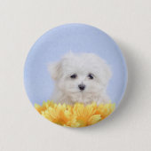 Maltese puppy ronde button 5,7 cm (Voorkant)
