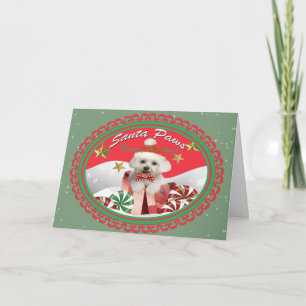Maltese puppy Santa Paws-kaarten Feestdagen Kaart