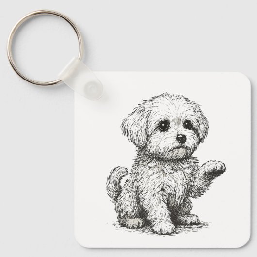 Maltese Puppy Sleutelhanger (Voorkant)