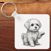 Maltese Puppy Sleutelhanger (Voorkant)