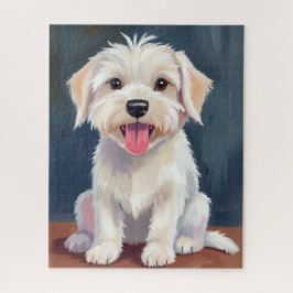 Maltese Puppy Witte Hond Schilderij Legpuzzel