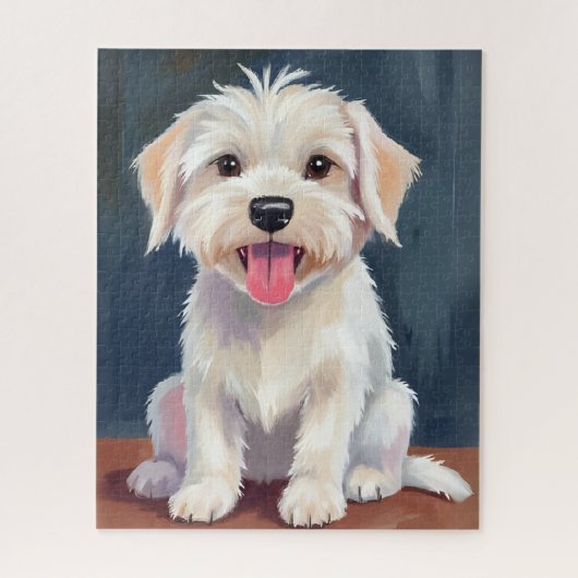 Maltese Puppy Witte Hond Schilderij Legpuzzel (Verticaal)