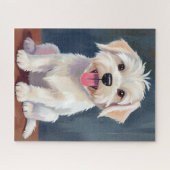 Maltese Puppy Witte Hond Schilderij Legpuzzel (Horizontaal)