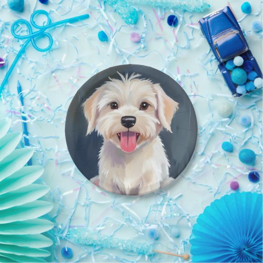 Maltese puppy witte hond schilderij papieren bordje (Feest)