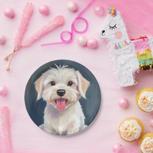 Maltese puppy witte hond schilderij papieren bordje (Feest)