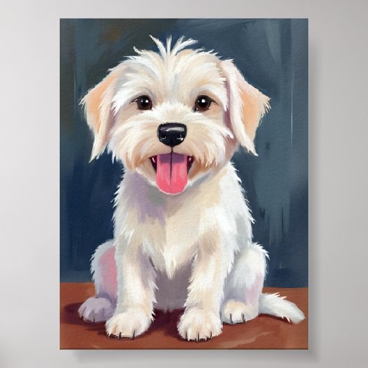 Maltese puppy witte hond schilderij poster (Voorkant)