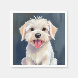 Maltese puppy witte hond schilderij servet