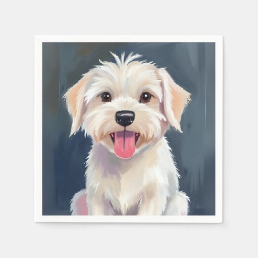 Maltese puppy witte hond schilderij servet (Voorkant)