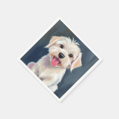 Maltese puppy witte hond schilderij servet (Hoek)