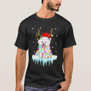 Maltese rendierSanta Hat-kerstverlichting T-shirt