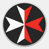 Maltese Ridders Kruis Sticker Witte en Rode Sticke (Voorkant)