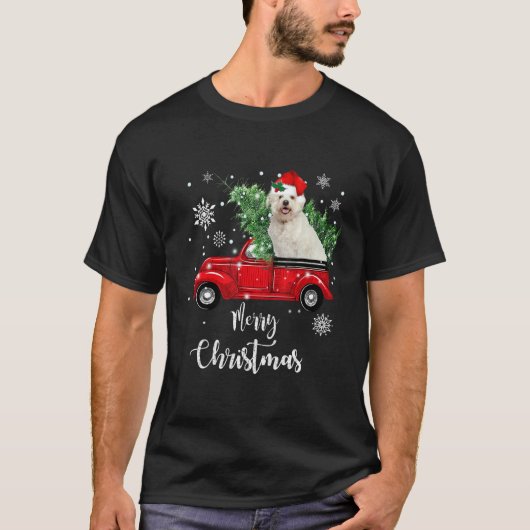 Maltese Ride Rode Vrachtwagen Kerstmis Pyjama 1 T-shirt (Voorkant)