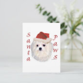 Maltese Santa Paws Feestdagenkaart (Staand voorkant)