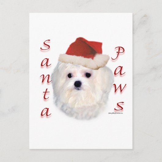 Maltese Santa Paws Feestdagenkaart (Voorkant)