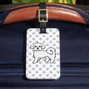 Maltese Schattige Cartoon Hond & Aangepaste Tekst Bagagelabel