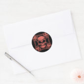 Maltese schedel & Crossbones - rood Ronde Sticker (Envelop)