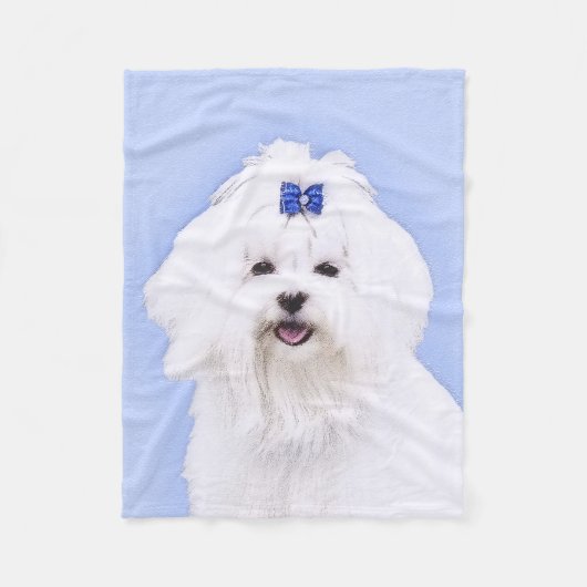 Maltese schilderingen - Oorspronkelijke hondenkuns Fleece Deken (Voorkant)