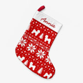 Maltese Silhouettes Kersttrui Patroon Schattige Kleine Kerstsok (Voorkant (Hangend))