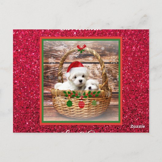 Maltese Sjabloon voor kerstPuppies Briefkaart (Achterkant)
