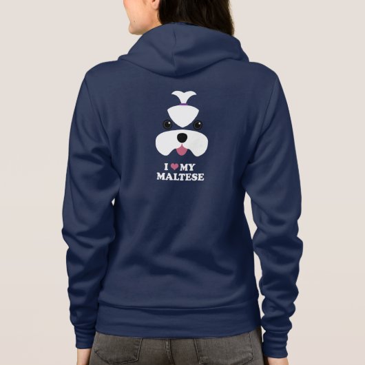 Maltese sneeuwgezicht met slogan hoodie (Achterkant)