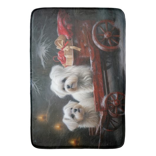 Maltese Sneeuwslee Kerst Decor Badmat (Voorkant Verticaal)