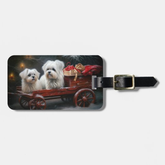 Maltese Sneeuwslee Kerst Decor Bagagelabel (Voorkant horizontaal)