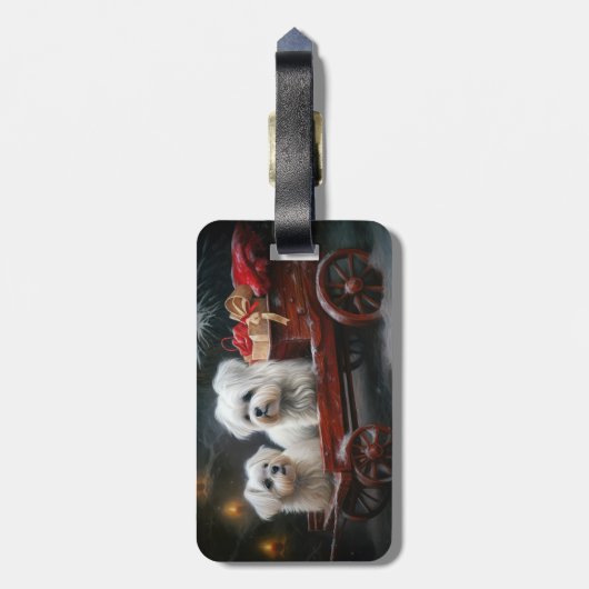 Maltese Sneeuwslee Kerst Decor Bagagelabel (Achterkant verticaal)