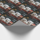 Maltese Sneeuwslee Kerst Decor Cadeaupapier (Hoek)