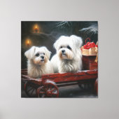 Maltese Sneeuwslee Kerst Decor Canvas Afdruk (Voorkant)