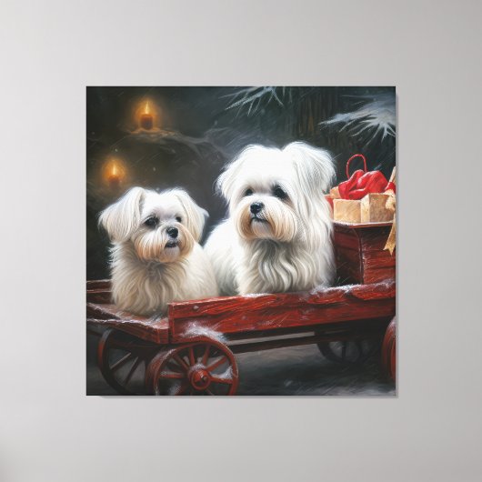 Maltese Sneeuwslee Kerst Decor Canvas Afdruk (Voorkant)