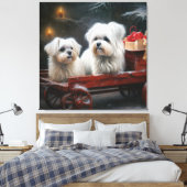 Maltese Sneeuwslee Kerst Decor Canvas Afdruk (Insitu (Slaapkamer))