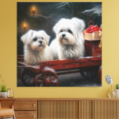 Maltese Sneeuwslee Kerst Decor Canvas Afdruk (Insitu (Woonkamer))