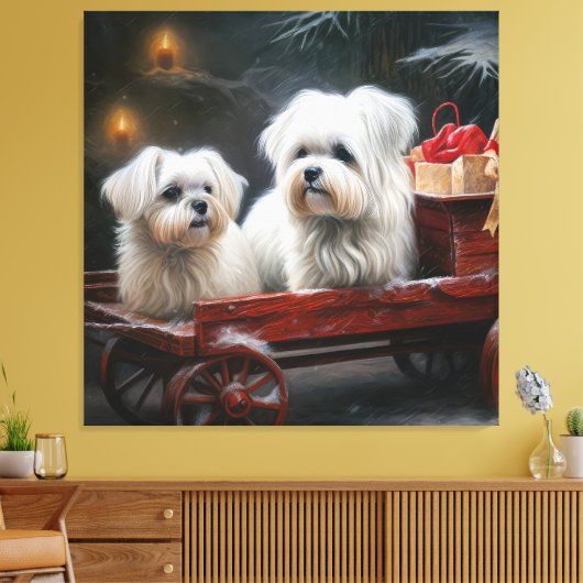 Maltese Sneeuwslee Kerst Decor Canvas Afdruk (Insitu (Woonkamer))