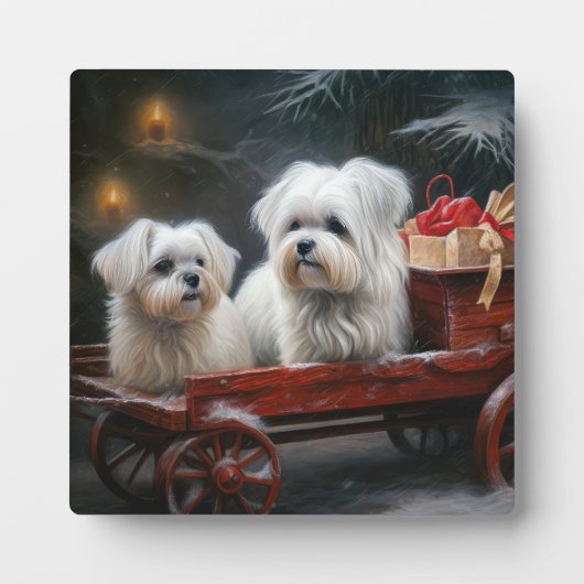 Maltese Sneeuwslee Kerst Decor Fotoplaat (Voorkant)