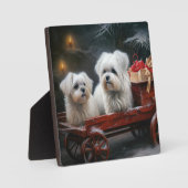 Maltese Sneeuwslee Kerst Decor Fotoplaat (Voorkant)