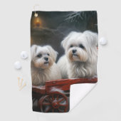 Maltese Sneeuwslee Kerst Decor Golfhanddoek (Insitu)