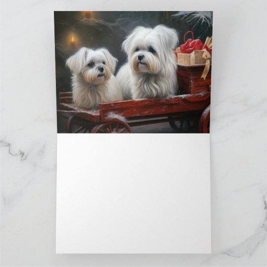 Maltese Sneeuwslee Kerst Decor Kaart (Binnen)