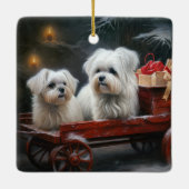 Maltese Sneeuwslee Kerst Decor Keramisch Ornament (Achterkant)